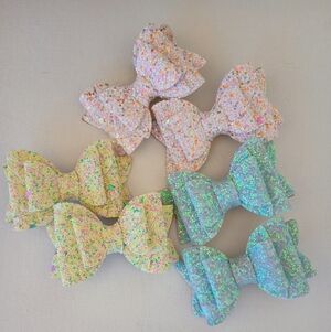 Glittery Bow Hair Clips for Kids - Multicolor Set (3 Pairs)✨✨✨